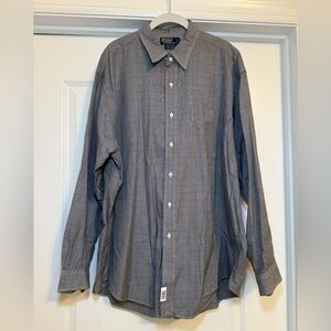 Ralph Lauren Polo Shirt Mens XL Button Long Sleeve Black & White Plaid Classic